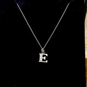 Sterling silver “E” initial necklace